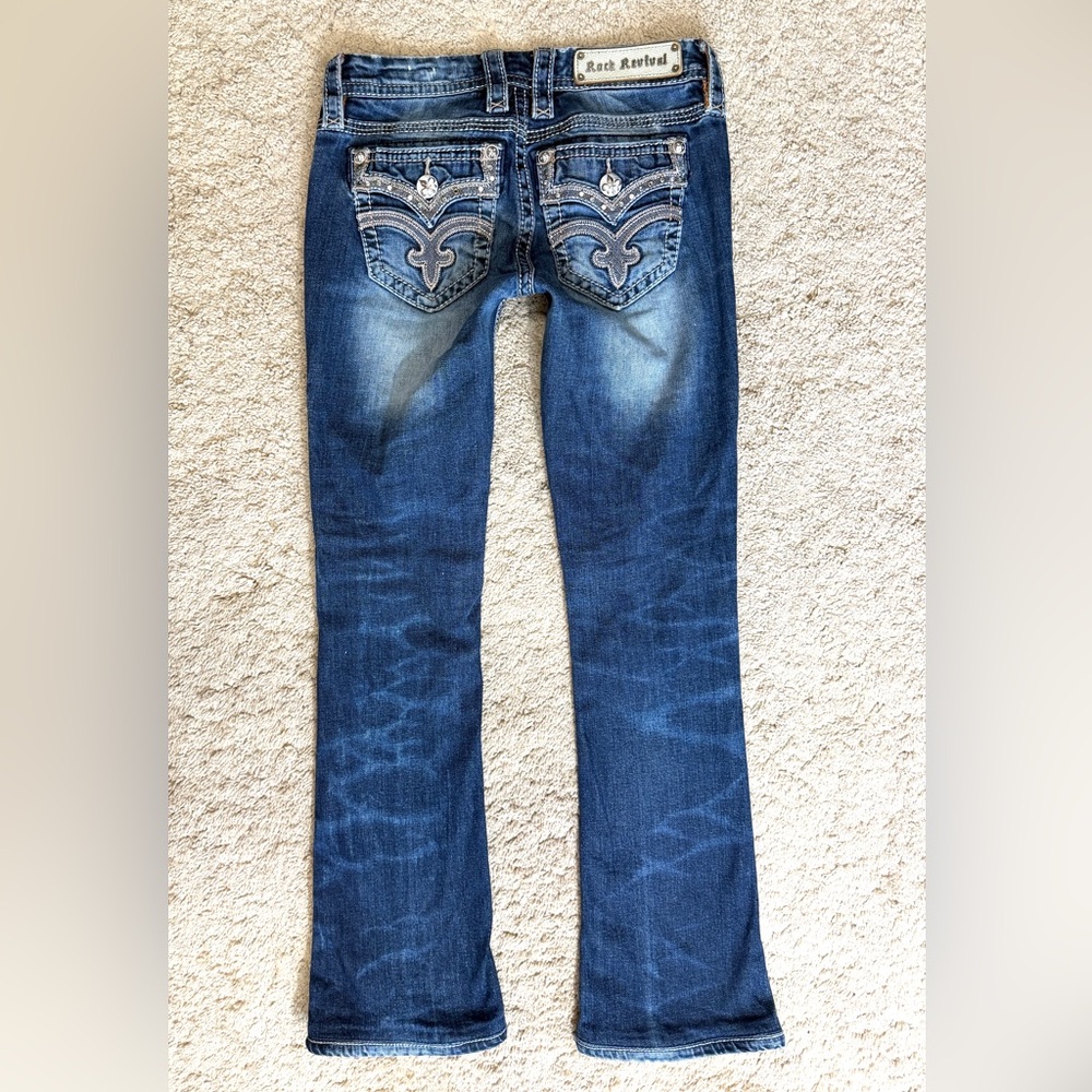 Rock Revival Jeans Womens Size 25 Drew Distressed Low Rise Y2K Medium Blue Denim - Picture 3 of 12